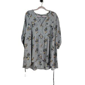 Torrid Floral Top 2X Gray Boho Western Preppy Classic Euro Summer Feminine Artsy